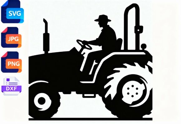 Download Farmer Driving Tractor Silhouette SVG - Premium Resources