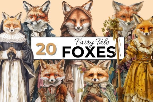 Download Fairy Tale Foxes Watercolor Clipart - Premium Resources