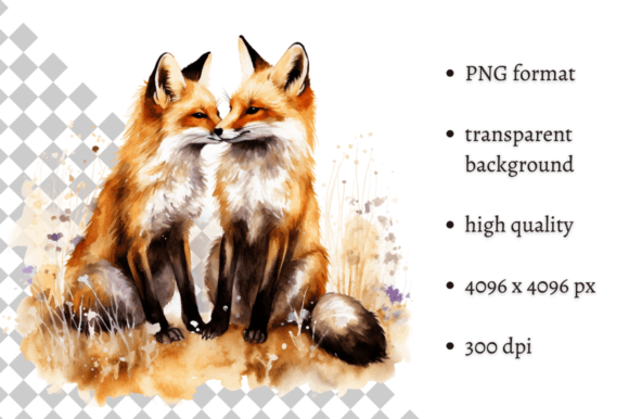 Download Watercolor Woodland Foxes PNG Clipart - Premium Bundle