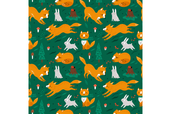 Download Cute Foxes and Bunnies Seamless Pattern. - Premium Bundle